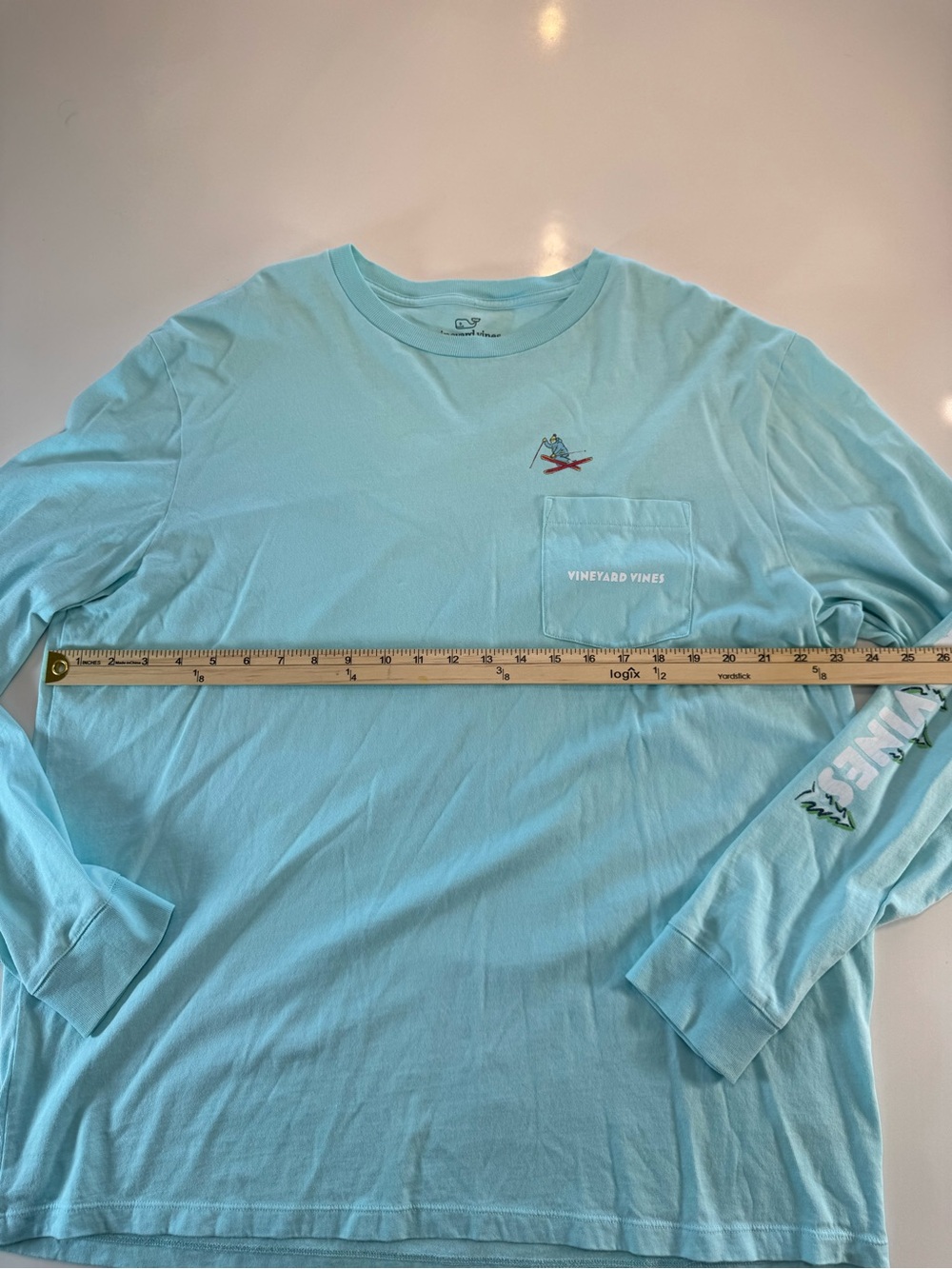 Vineyard Vines Men’s Long-Sleeve Pocket Tee - Aqua Blue - Picture 3 of 11